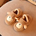 thumbnail image 2 of Pantuflas de terciopelo coral para niños y niñas, suaves y antideslizantes, con diseño de pingüino y pájaro, con banda de goma, forro polar sintético marrón 14, 2 of 5