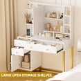 thumbnail image 2 of Makeup Vanity with LED Lighted Mirror&Power Outlet,3 Lighting Modes,Adjustable Brightness,Makeup Vanity Desk With Acrylic Tabletop & Drawers and Cabinets for Bedroom, 2 of 7