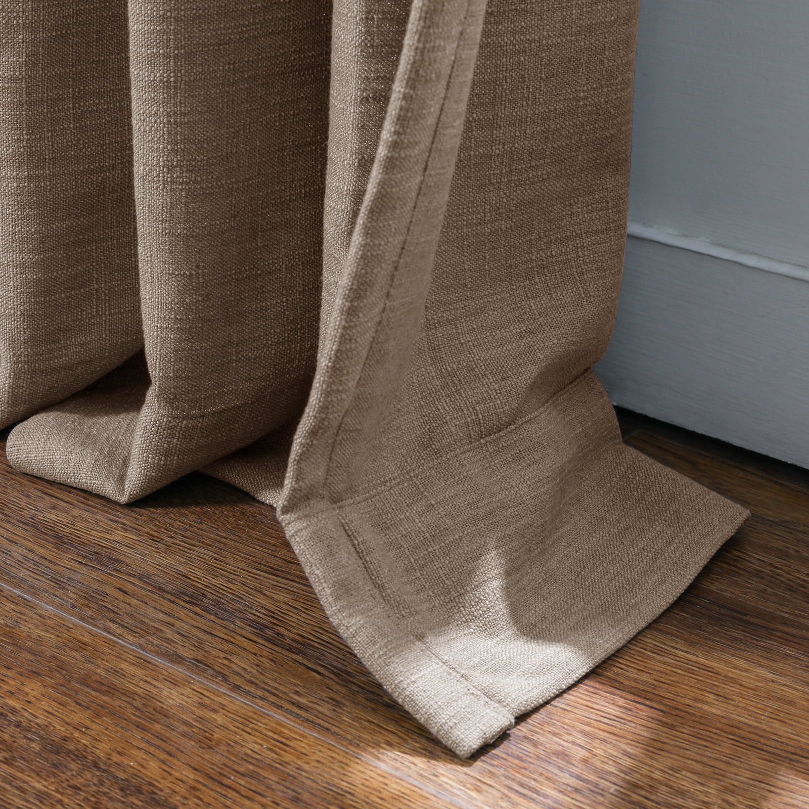 TWOPAGES Linen Blend Drape 72 W X 108 L Inch Light Filtering Pinch Pleat Top Drape for Patio Door, 1 Panel, Rust Brown