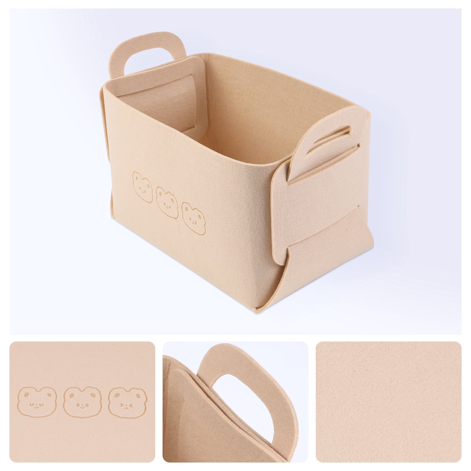Unique Bargains 3 Pack Storage Cube with Handles Beige 7.1*5.1*4.3in