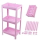 thumbnail image 1 of Estante de almacenamiento de plástico multicapa para aterrizaje de baño, estante de almacenamiento para baño (rosa), 1 of 8