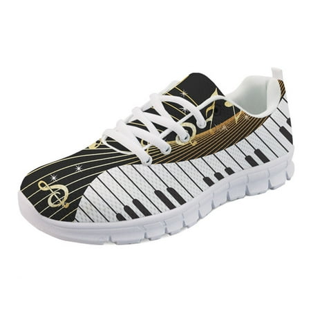 

2020 Hot Men s Casual Flat Shoes Music Notes with Piano Keyboard Printed Mesh Sneakers Breathable Male Comforrtable