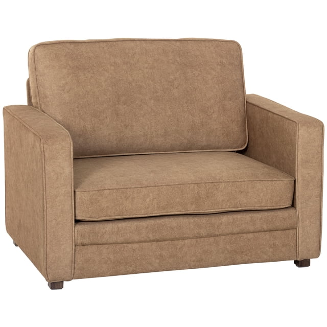 HOMCOM Fauteuil d'Appoint, Fauteuil Rembourré avec Grand Siège, Brun