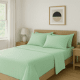 thumbnail image 1 of Comfy Bamboo World Series 90gsm 4pc Microfiber Bedsheets Sheet Set, Twin Size Bed, Light Green, 1 of 2