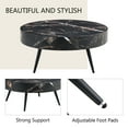 thumbnail image 7 of 31.5" Marble-Patterned MDF Round Coffee Table with Black Metal Legs, Adjustable Feet, Modern Round Table Design,Black, 7 of 7
