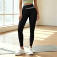 thumbnail image 2 of Dzrciro Yoga Pants Women, Plus Size Elastic High Waist Color Block Cross Yoga Leggings, Breathale Soft Daily Walking Bottoms S-3XL, 2 of 8