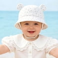 thumbnail image 6 of WUANDIXFA Baby Boy Girl Bear Ears Fisherman Hat Sun Hat Beach Cap Newborn Baby Shower Gift,White,3-12 Months, 6 of 6