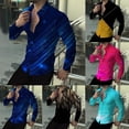 thumbnail image 4 of CENL Mens Printed Long Sleeve Muscle Fitness Shirt Button Down Shirt Party T Dress Up, 4 of 9