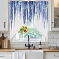 thumbnail image 6 of Navy Blue Swag Valances for Windows, Kitchen Window Curtains Over Sink, Summer Botanical Leaves Watercolor Window Treatment Curtains for Living Room/Bedroom Curtains 2 Panel Sets 36"x45", 6 of 8