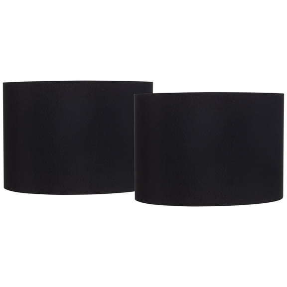 Springcrest Set of 2 Hardback Drum Lamp Shades Black Medium 16" Top x 16" Bottom x 11" High Spider Replacement Harp Finial Fitting