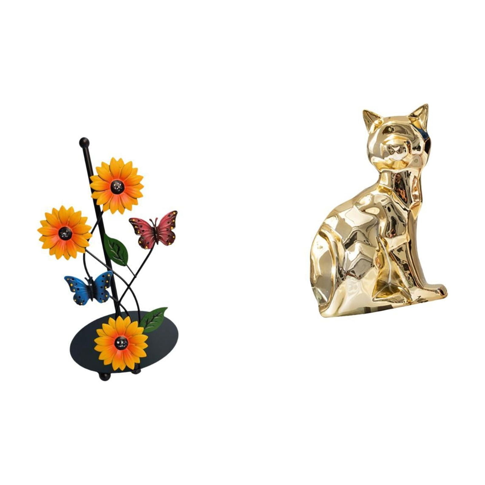 Fiocias Toilet Paper Holder Paper Towel Holder Countertop Kitchen Roll Holder Cat Statue Figurine Iron Ceramic Material Suitable for Living Room Bedroom Offic