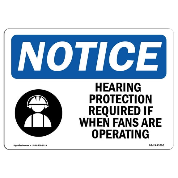 OSHA Notice Sign - Hearing Protection Required Sign With Symbol | Decal | Protect Your Business, Construction Site |  Made in the USA