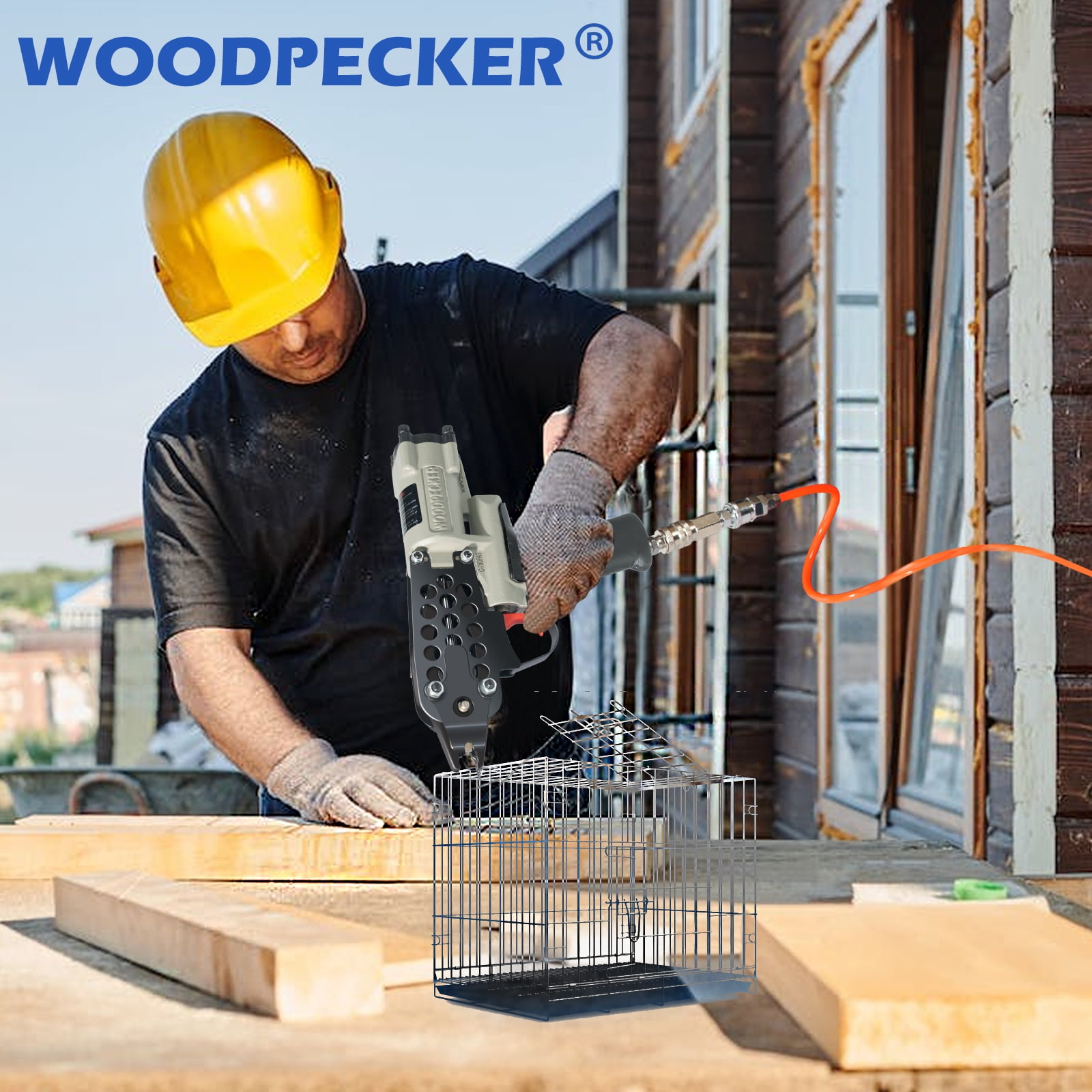 16-Gauge Woodpecker C-760FA Pneumatic Hog ring Staple Gun, 3.0mm Closure Diameter, 1/2" Crown