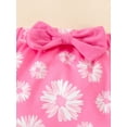 thumbnail image 6 of Aojekbee Baby Girl Summer Outfits Letter Print Short Sleeve Rompers Sunflower Print Shorts Headband 3Pcs Clothes Set, 6 of 9