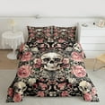 thumbnail image 2 of Manfei Horror Halloween Skull Bedding Comforter Set,Romantic Flower Rose Twin Comforter Sets,Gothic Theme Bedding Set For Teens,Microfiber Bedroom Decor Reversible,2pcs, 2 of 8