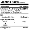 thumbnail image 6 of Bulbrite LED Filament Pack of (4) 9 Watt Dimmable A19 Light Bulb with Frost Glass Finish and Medium (E26) Base - 2700K (Warm White Light), 800 Lumens, 6 of 7
