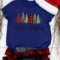 thumbnail image 1 of Hauts de Noël en Solde T-Shirt à Manches Courtes Tendance de Noël pour Femmes Blouse Décontractée Imprimée Bleu TTG, 1 of 1
