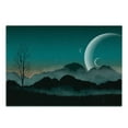 thumbnail image 3 of Space Cutting Board, Night Sky on Mountain Range Forest Crescent Moon Star Cosmic Infinity Astral Graphic, Decorative Tempered Glass Cutting and Serving Board, Small Size, Teal Black, by Ambesonne, 3 of 5