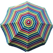PMU 6 Ft Multi Stripes Beach Umbrella with Silver lining UPF 50+ Multi-Color Beach Umbrellas Blue, Red and Yellow