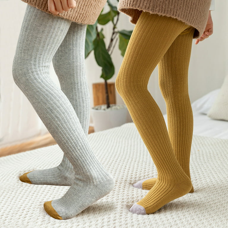 Biplut Girls Pantyhose Solid Color All Match Autumn Winter Korean Style Knitted  Tights Socks for Daily Wear 
