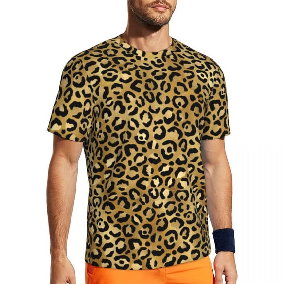 Sports T Shirt For Mens Gold Leopard T Shirts Fashion Animal Print Summer Tees O Neck Stre
