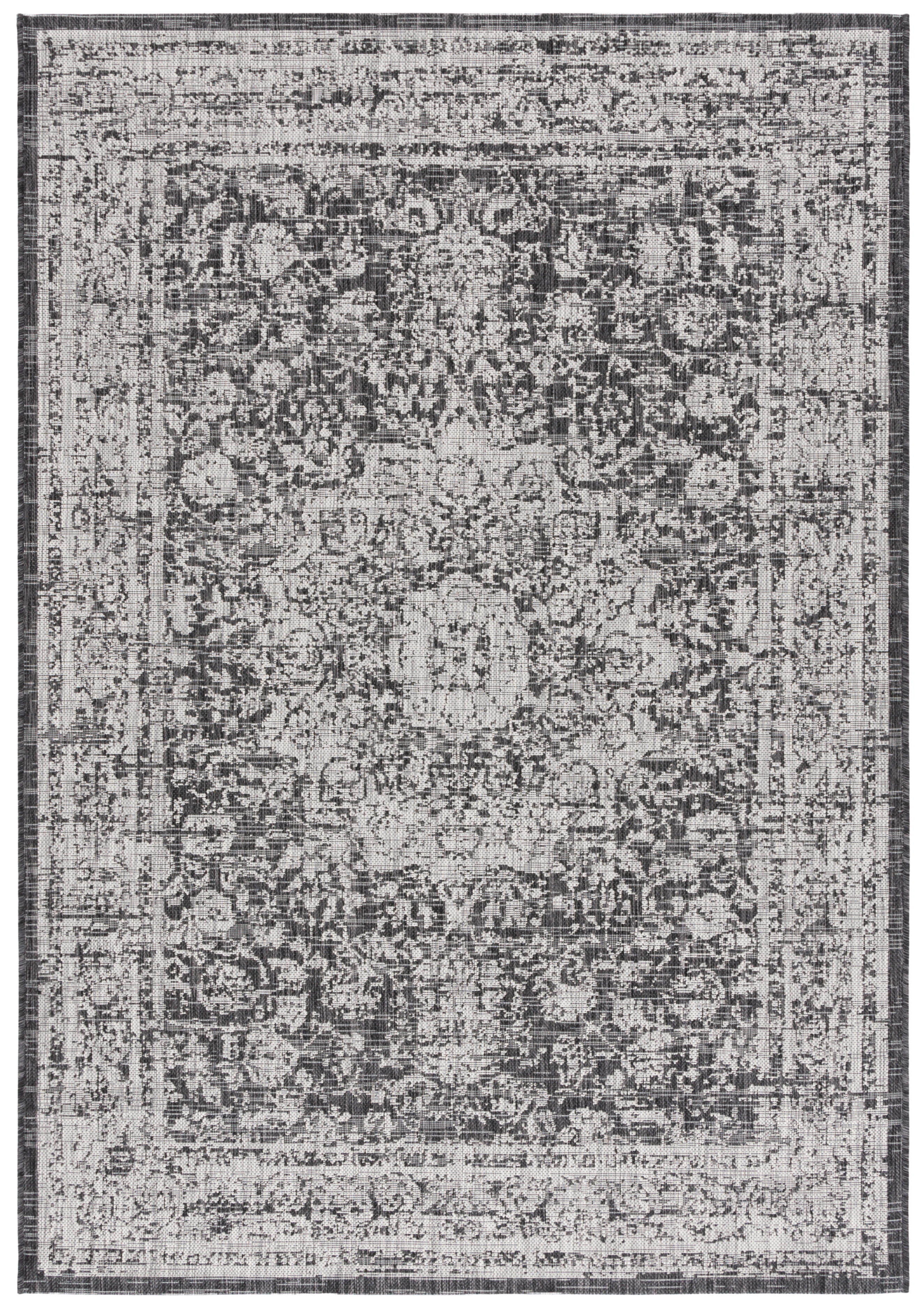 Safavieh Courtyard Rupert Medallion Indoor/Outdoor Area Rug, Gray/Black, 6'7" x 9'6"