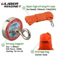 thumbnail image 4 of ULIBERMAGNET Powerful 220LB Neodymium Magnets with 10m Nylon Rope and Non-Slip Gloves for Magnetic Fishing, Recycling, Treasure Hunting in River, Lake, 4 of 6