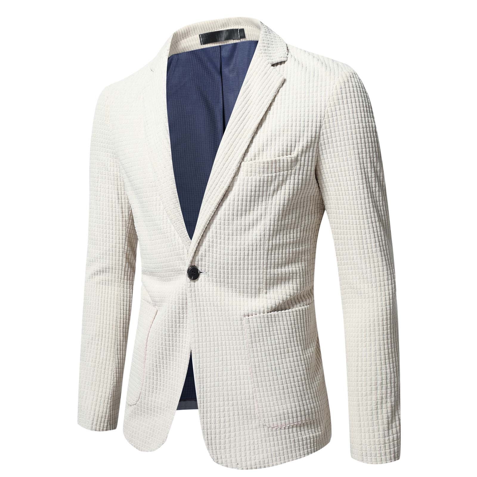 Zodggu Blazers Corduroy Jacket Suit for Men Business Pocket Office