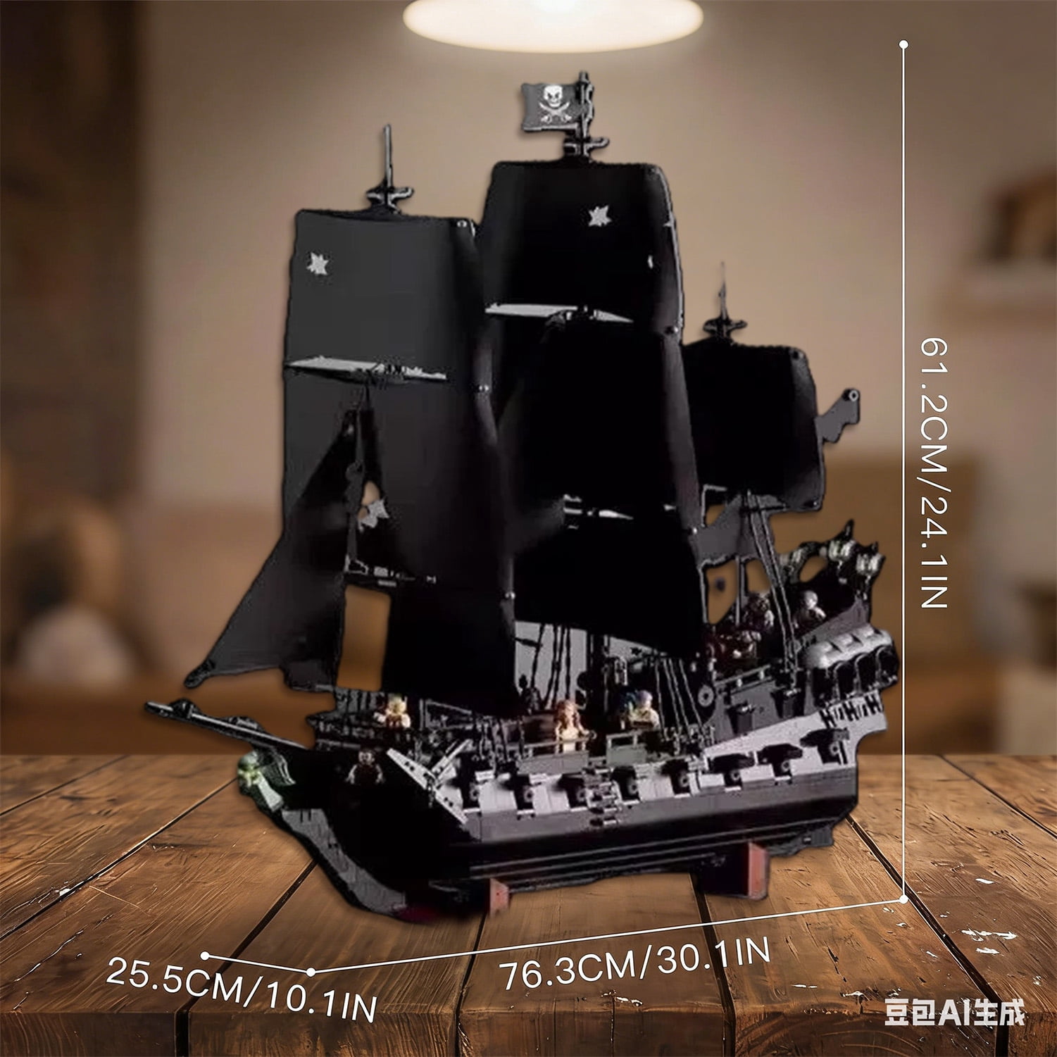 Black Pearl Pirate Ship Model Kit, Large Boats Building Set Length 76.3cm with Sailboat Design for Adults, Interesting for Enthusiasts 2868pcs