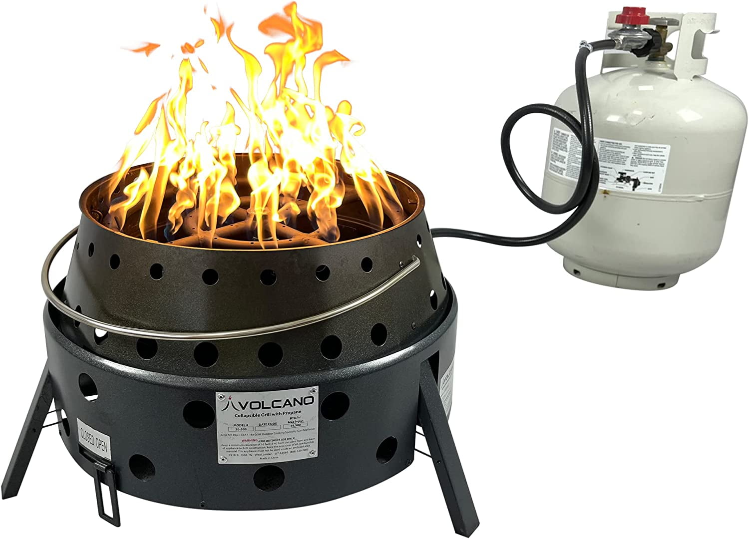 Volcano Propane Fire Pit Burner Ring – Portable Outdoor Fire Pit Accessory for Volcano Collapsible Grill, Includes Hose, Regulator & J-Tube, Steel Burner Ring, Quick Assembly (Grill Sold Separately)
