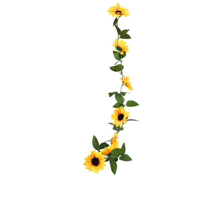 Guirnaldas de girasoles artificiales,guirnaldas de flores falsas para decoración de paredes,cubrir tuberías,cables y conductos,vegetación decorativa para interiores,ideal para sala de estar,