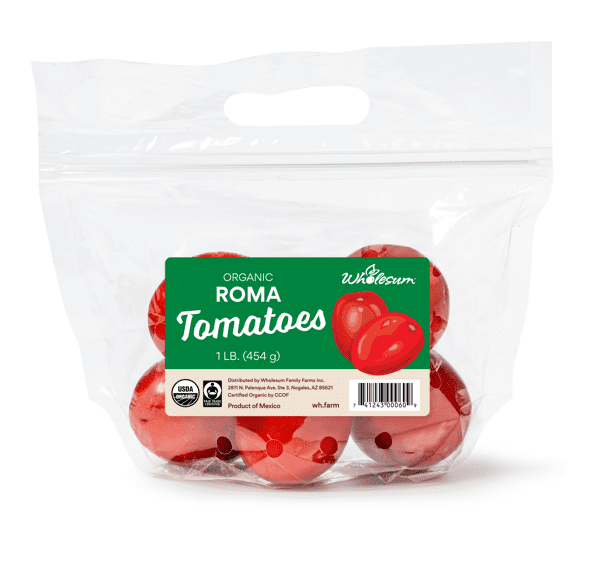 Fresh Organic Roma Tomatoes, 1 lb Bag
