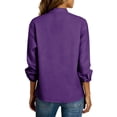 thumbnail image 7 of FRSASU Womens Tops Long Sleeve V Neck Loose Solid Color Casual Beach Pullover Shirts Purple, 7 of 7