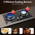 thumbnail image 2 of Miumaeov 28.7Inch 2-Burner Natural Gas Stove, Tempered Glass Gas Cooktop, Built-In Gas Stovetop with Ga-s Regulator, 2 of 9