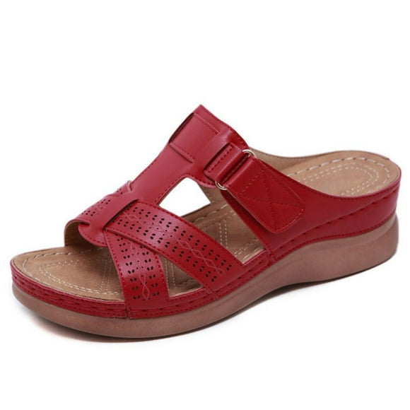 Hoshose Casual Sandals Women Dres sy Dearfoam Slippers Women Wedge Slippers Womens Slide Sandals, Red