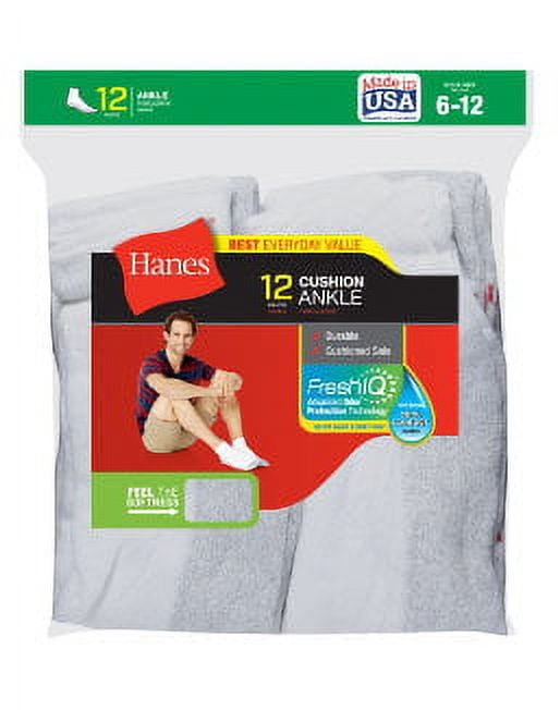 Hanes Men's Ankle Socks 12-Pack (Styles 186V12 and 145V12)