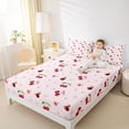 thumbnail image 4 of jejeloiu Cartoon Bow Cherry Twin Sheet Sets,Pink Cute Bowknot Bedding For Girls Kids 3 Pieces, 4 of 7