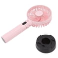 thumbnail image 2 of Mini ventilador portátil con base, recargable por USB, aspas grandes y potentes, ideal para viajes y el hogar, color rosa, 2 of 8
