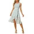 thumbnail image 2 of INSPIRE CHIC Robes d'Été pour Femmes Ourlet à Volants Col Rond Dos Trou de Serrure Sans Manches Robe Fleurie TG Bleu Clair, 2 of 6