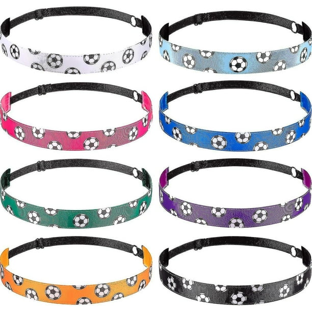 Paquete de 8 accesorios para el cabello de fútbol, diadema deportiva elástica para niña