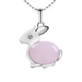 thumbnail image 1 of Beads Rabbit Animal Necklaces & Pendants Chakra Reiki Pink Purple Crystal, 1 of 6