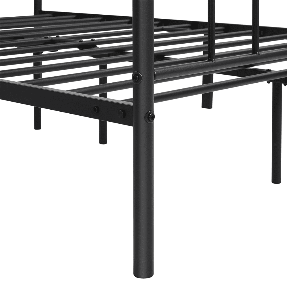 Renwick Juno Metal Canopy Frame Four Poster Bed with Headboard and Footboard, Full, Black