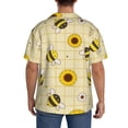 thumbnail image 7 of PAYOHTO Cute Bee Sunflower Yellow Mens Hawaiian Casual Short-sleeved Shirt Tropical Summer Beach Button Down Shirts, 7 of 7