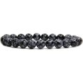 thumbnail image 1 of Natural Snowflake Obsidian Gemstone 8mm Round Beads Stretch Bracelet 7", 1 of 5