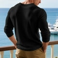 thumbnail image 5 of Mens Rib Knit Henley Shirt Long Sleeve 1/4 Buttons Pullover Tops Casual Solid Color Loose Fit Fall Tshirts (M, Black), 5 of 7