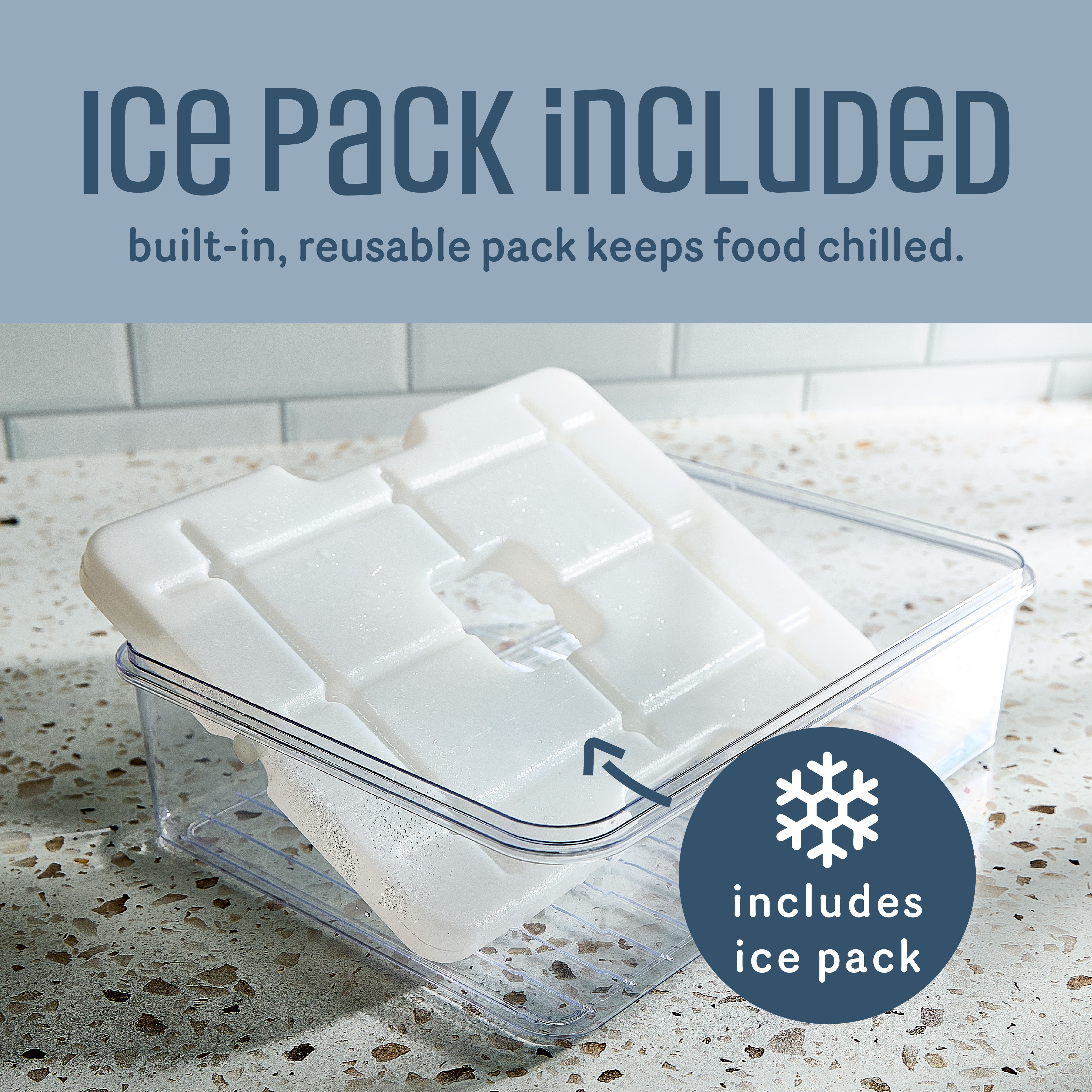 COOK WITH COLOR Snack Container with Ice Pack, Food Storage Containers, Meal Prep Containers, Blue