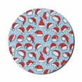 thumbnail image 1 of Christmas Mouse Pad for Computers, Pop Art Style Retro Posters Inspired Old-Fashion Santa Hats and Snow Illustration, Round Non-Slip Thick Rubber Modern Mousepad, 8" Round, Red Blue, by Ambesonne, 1 of 2