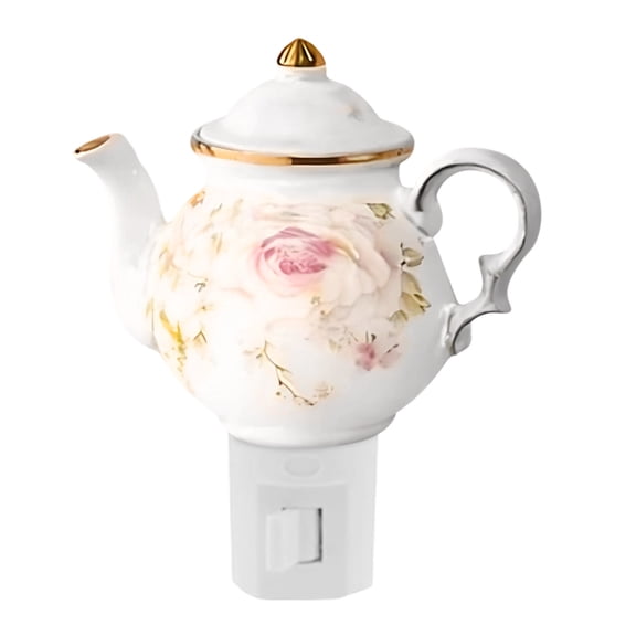 Night Lights Plug into Wall - Vintage Floral Teacup Wall Lamp with Warm Glow, Cup-Shaped Farmhouse Decor for Bedroom, Bathroom, Hallway | Rustic Indoor Wall Sconce Lighting Fixture