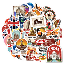 35pcs Vintage Stickers Travel Stickers City Stickers Landmark Stickers for Laptops Suitcases Notebooks