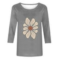 thumbnail image 3 of qucoqpe Women's Summer Fashion Floral Printed Blouses Tops Casual Loose Fit Crew Neck 3/4 Sleeve Shirts, 3 of 5